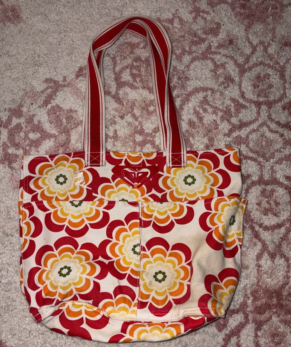 Y2K Roxy Retro Floral Canvas Tote Bag